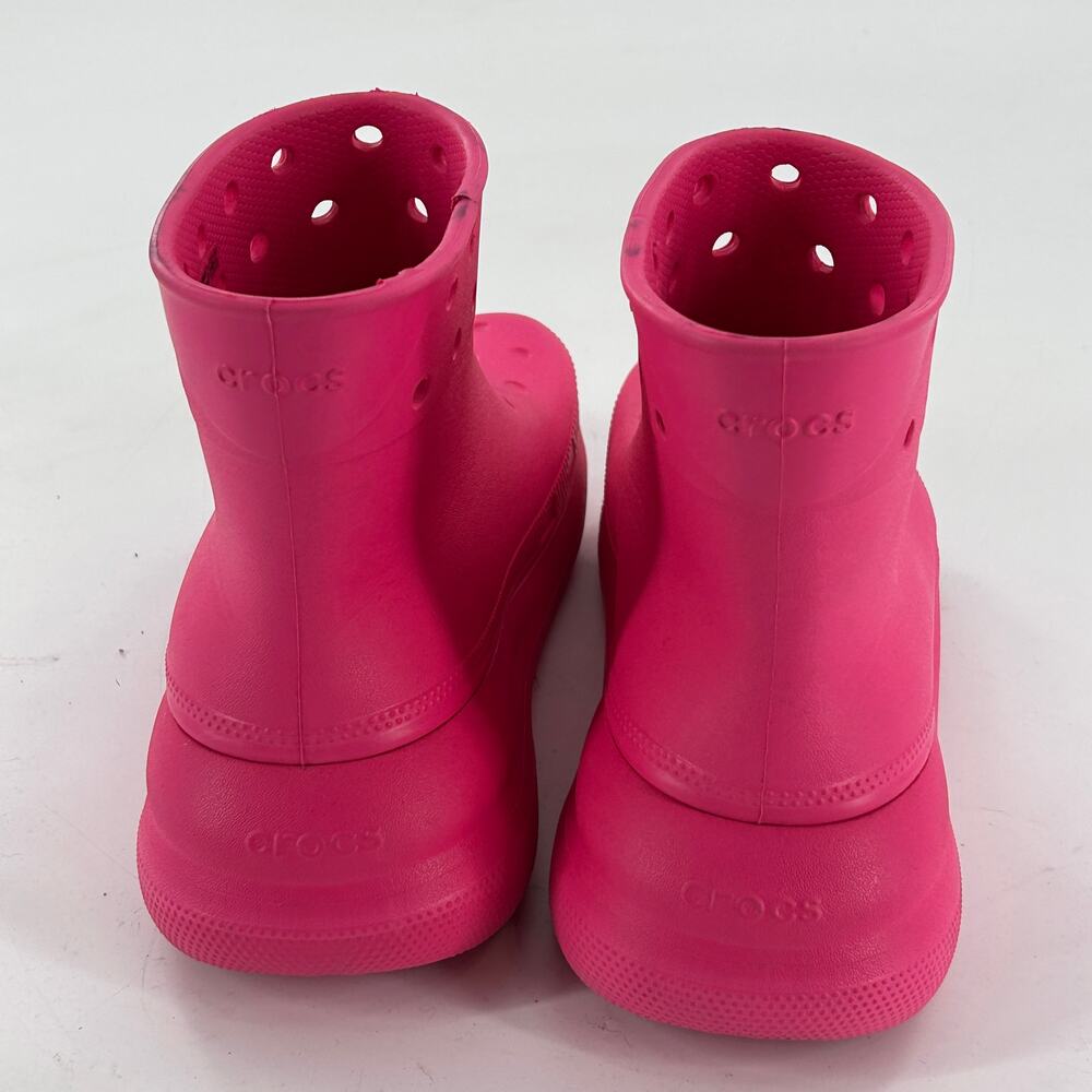 Crocs Crush Rain Boots 6 Pink Ankle Booties Slip On Comfort Glam View 4